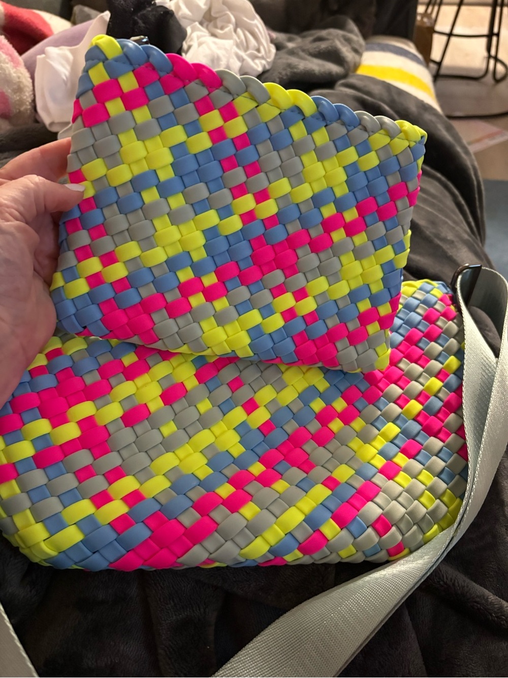 Naghedi Woven Neon Multicolor Crossbody Bag - Women